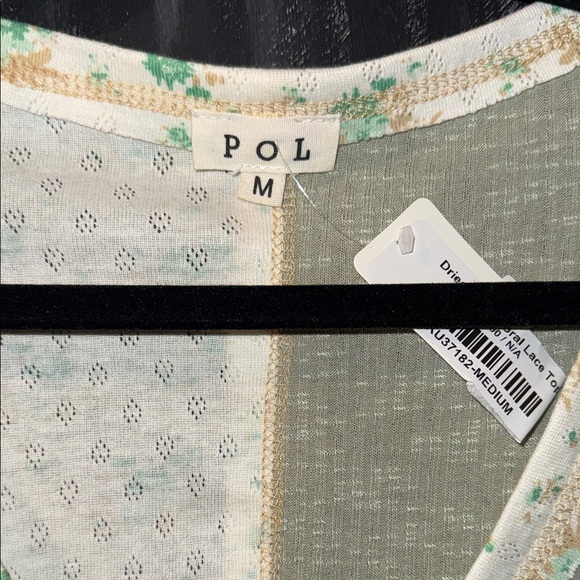 POL Women's Patchwork Blouse - Sage and Cream - Picture 8 of 14